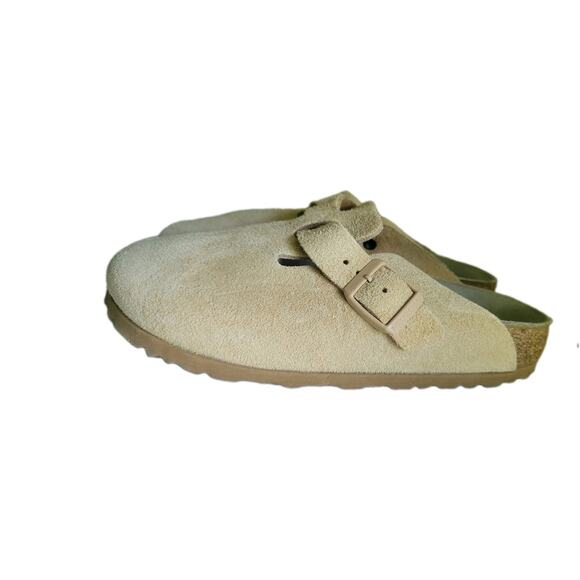 Birkenstock Boston Beige Suede Slip-On Clogs Buckle Strap US 7 Standard 37 main image 7